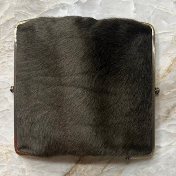 Hobo Lauren Leather & Calf Hair Clutch Wallet w/Dust Bag Brown Rare HTF - Picture 2 of 13